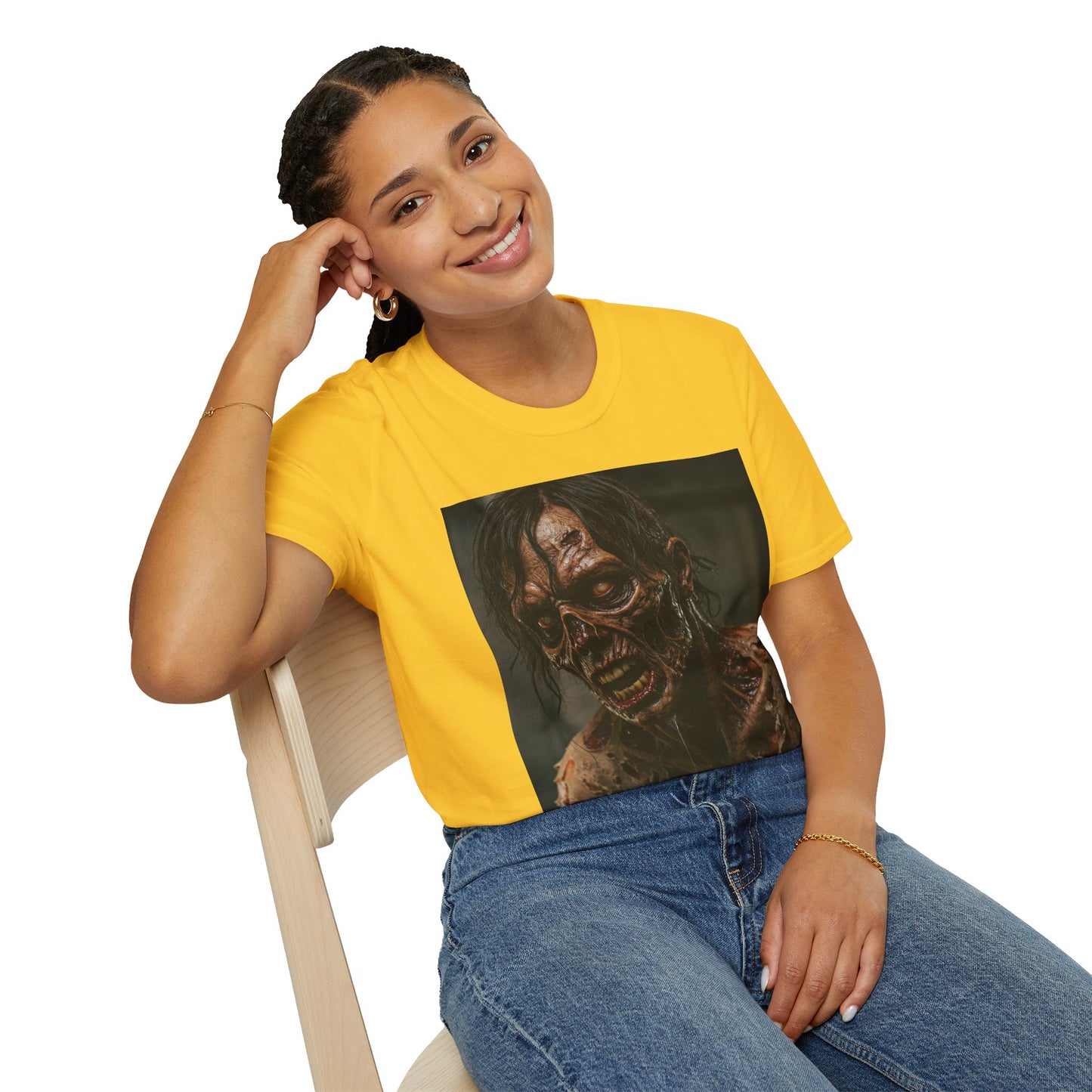 Apocalyptic Portrait Tee, bold, decaying zombie graphic