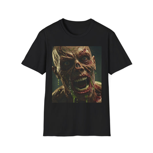 Apocalyptic Portrait Tee, bold, decaying zombie graphic