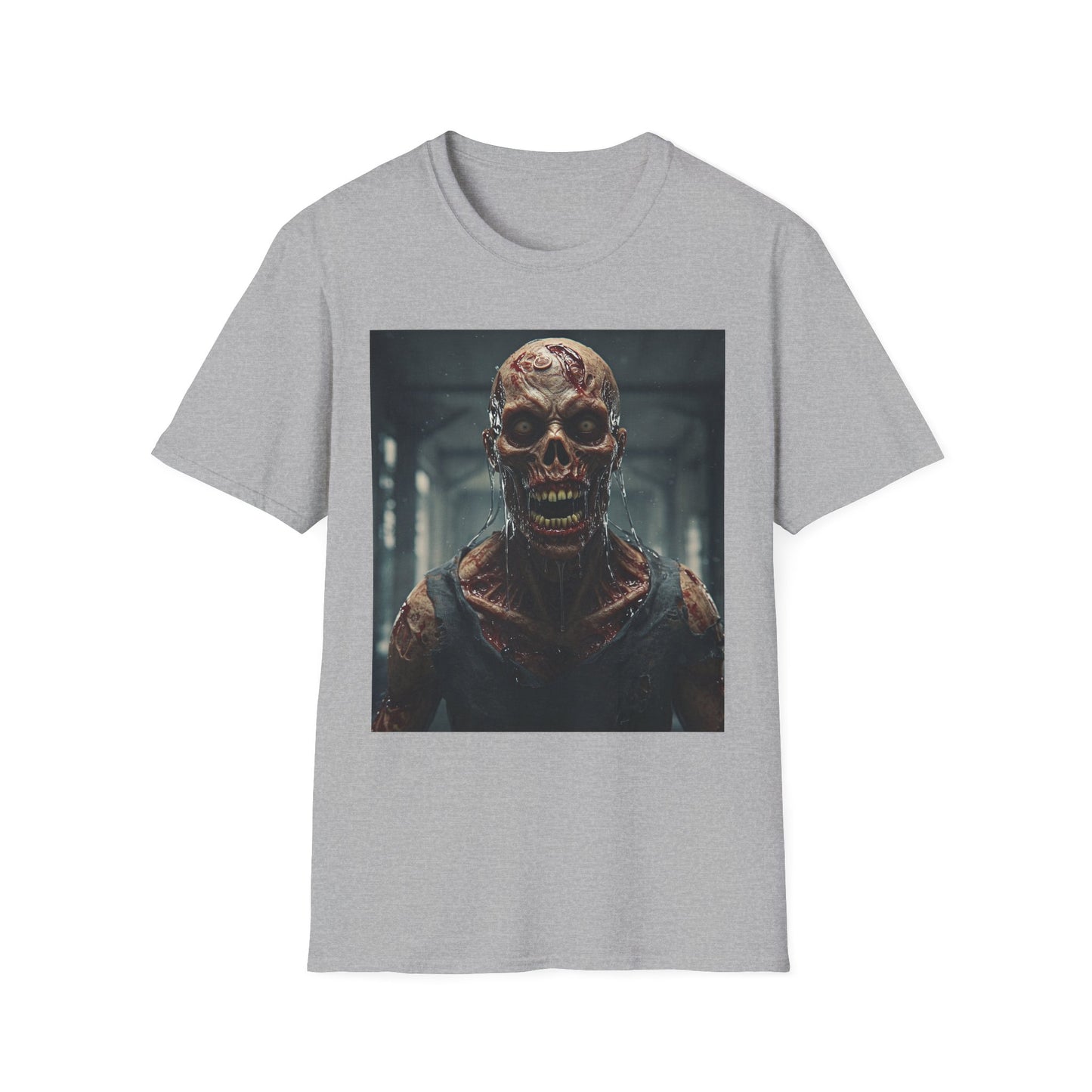 Apocalyptic Portrait Tee, bold, decaying zombie graphic