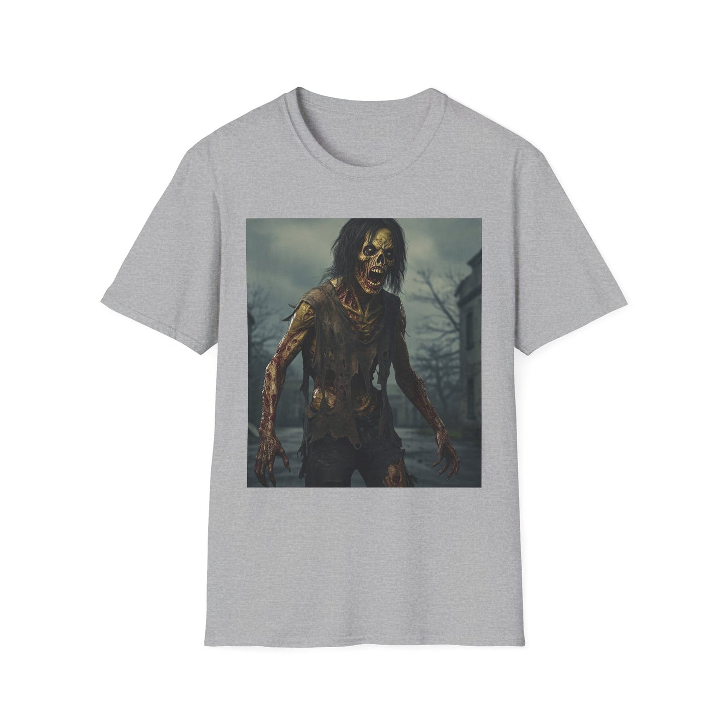 Zombie Apocalyptic Portrait Tee, bold, decaying zombie graphic