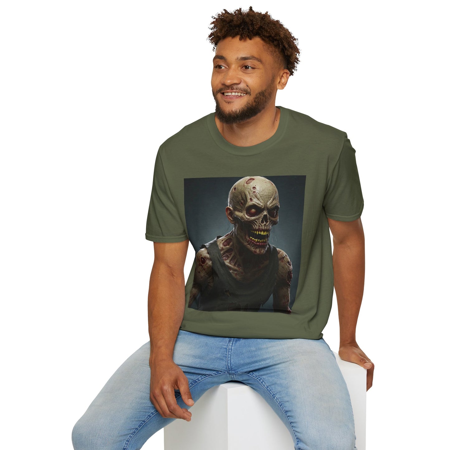 Apocalyptic Portrait Tee, bold, decaying zombie graphic