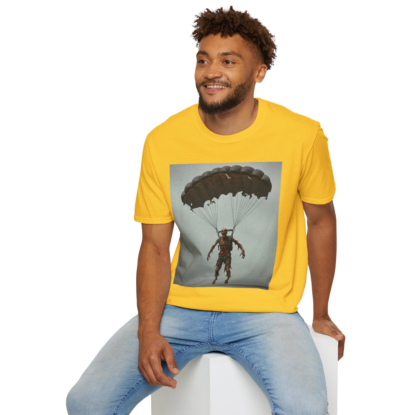 Adventure Awaits Parachuting Hero Unisex Softstyle T-Shirt