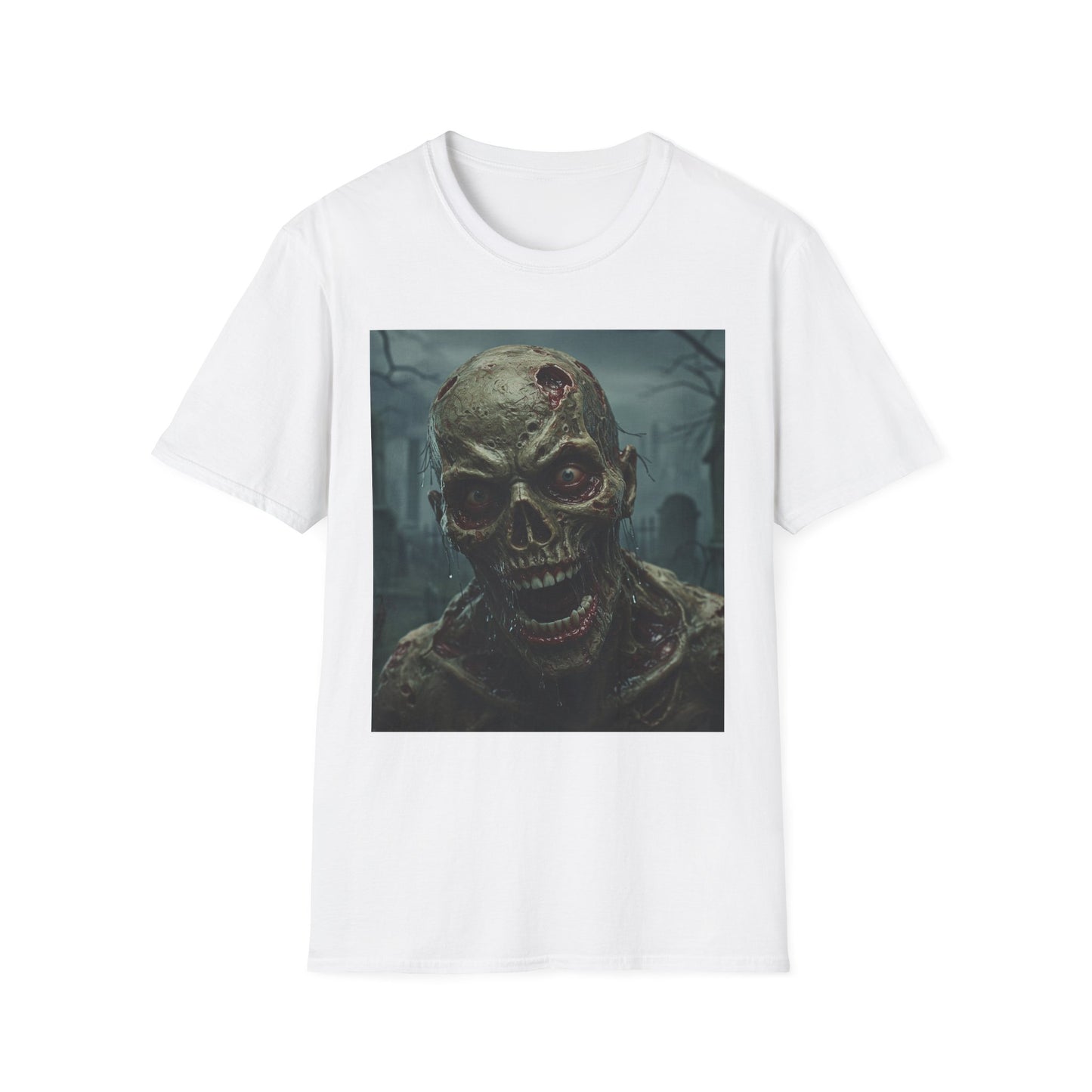 Apocalyptic Portrait Tee, bold, decaying zombie graphic