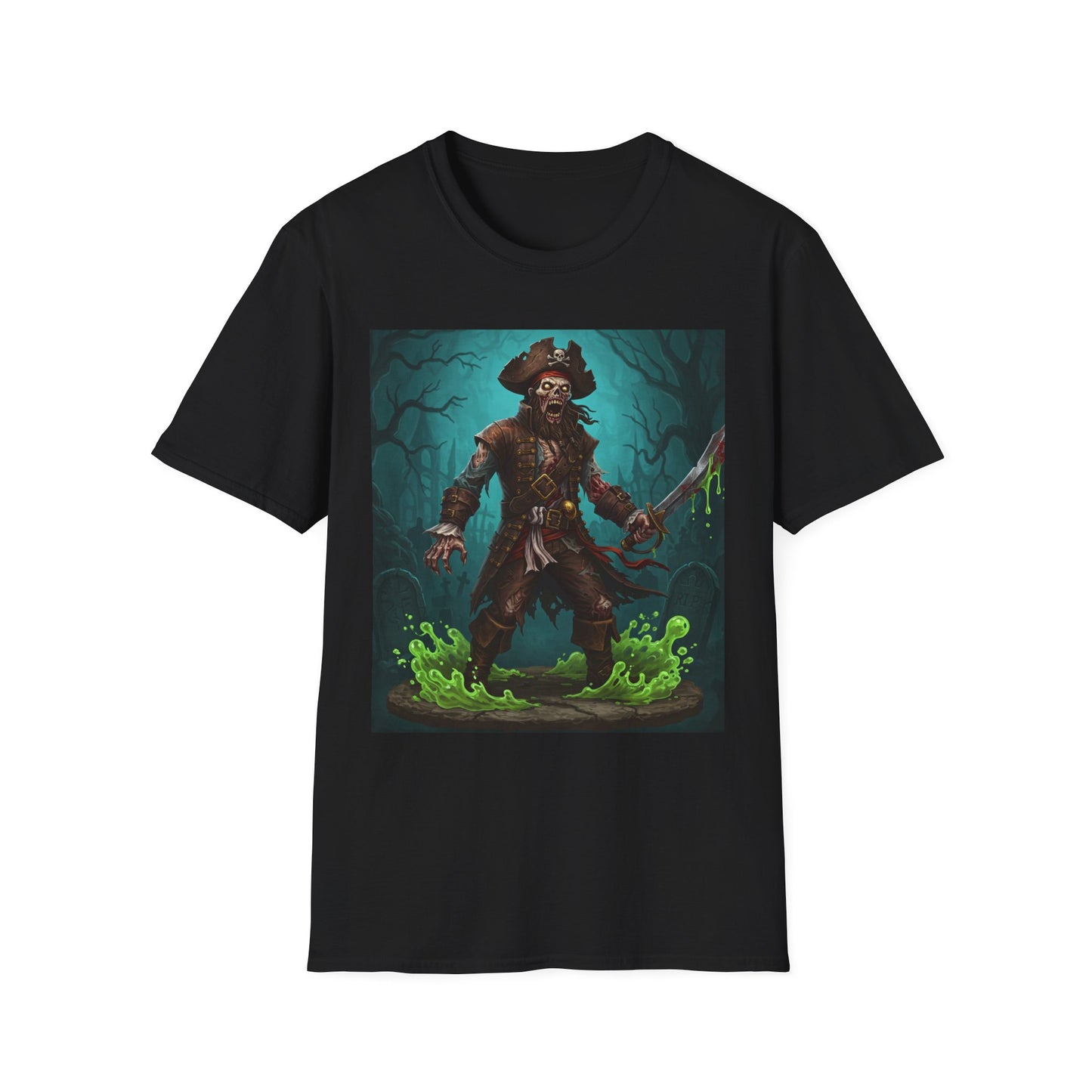 Pirate Apocalyptic Portrait Tee, bold, decaying zombie graphic