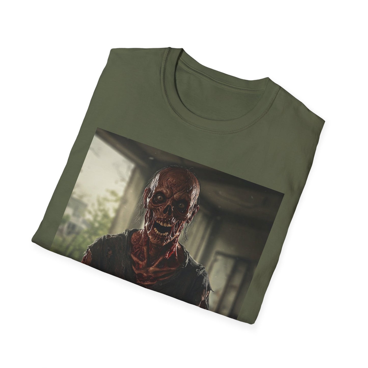 Apocalyptic Portrait Tee, bold, decaying zombie graphic