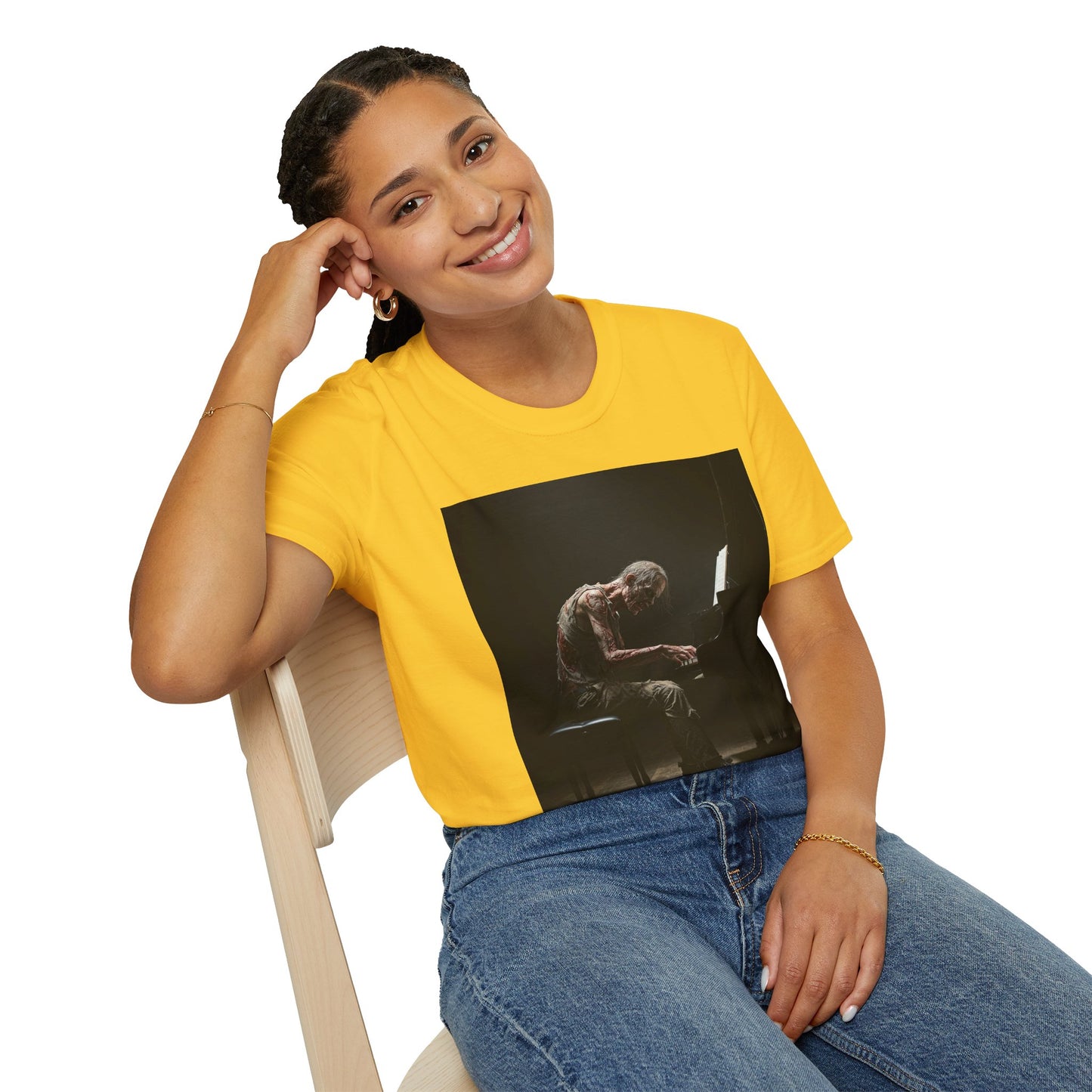 Soulful Pianist Unisex Softstyle T-Shirt - Perfect for Music Lovers