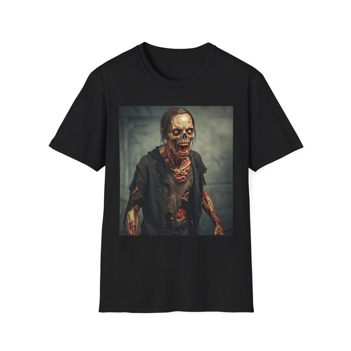 Apocalyptic Portrait Tee, bold, decaying zombie graphic