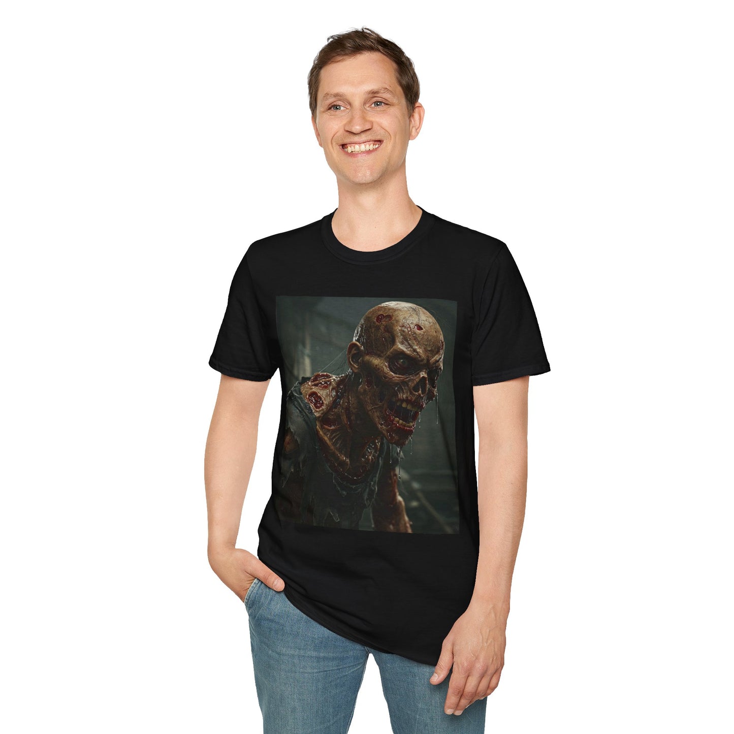 Unisex Softstyle T-Shirt with Zombie Design | Perfect for Halloween and Horror Fans