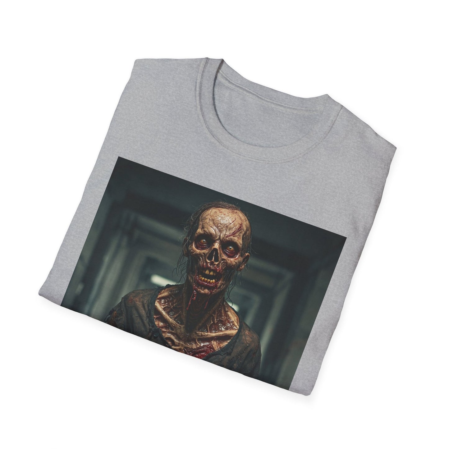 Creepy Zombie Graphic Apocalyptic Portrait Tee, bold, decaying zombie graphic