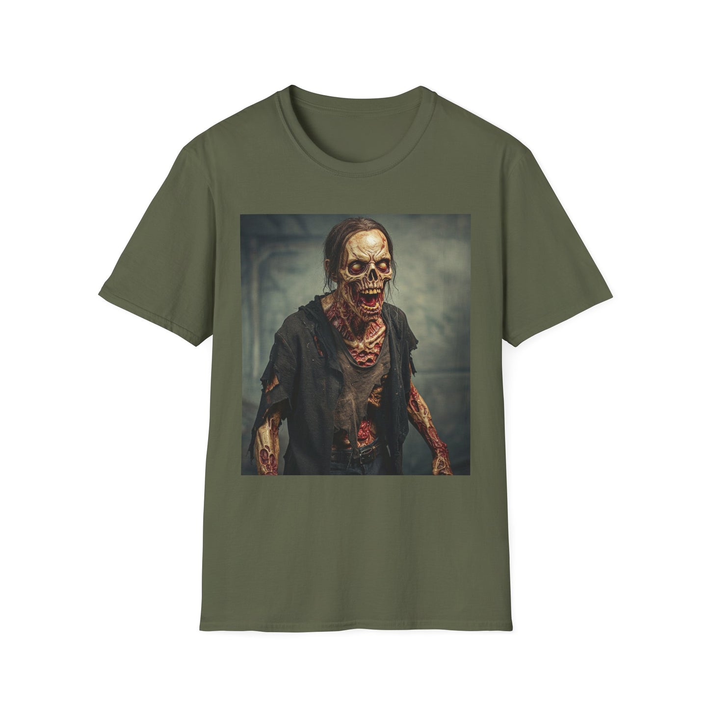 Apocalyptic Portrait Tee, bold, decaying zombie graphic