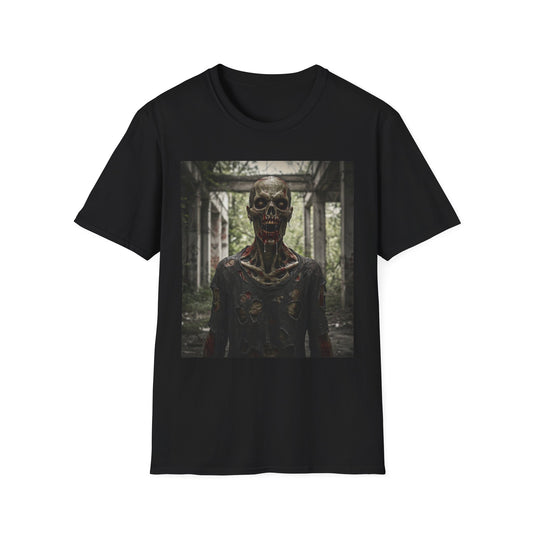 Apocalyptic Portrait Tee, bold, decaying zombie graphic