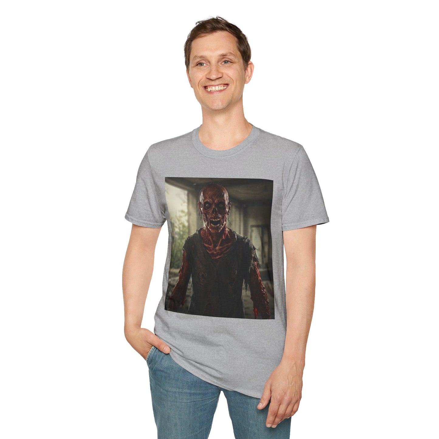 Apocalyptic Portrait Tee, bold, decaying zombie graphic