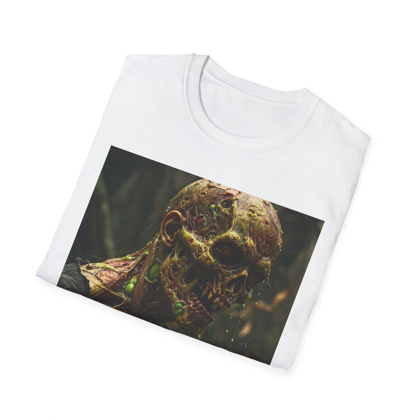 Creepy Zombie Graphic Unisex Softstyle T-Shirt - Perfect for Halloween and Horror Fans