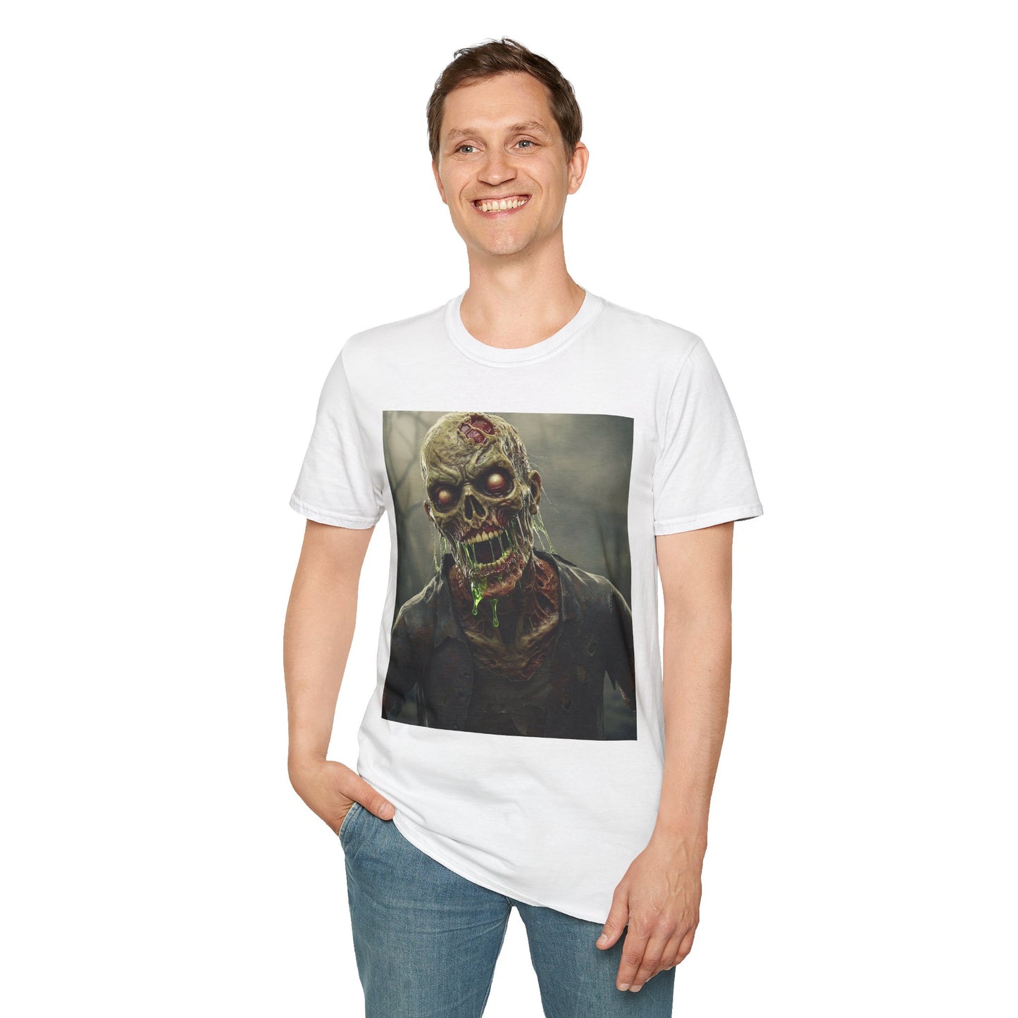 Unisex Softstyle Zombie Graphic T-Shirt - Perfect for Halloween and Horror Fans