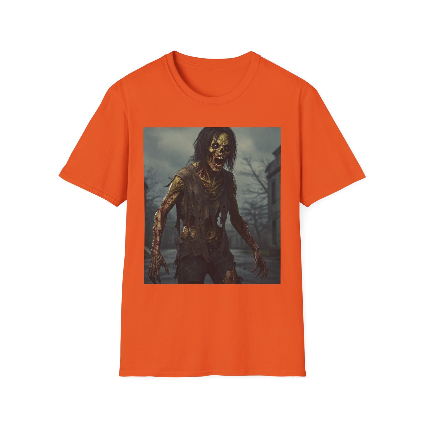 Zombie Apocalyptic Portrait Tee, bold, decaying zombie graphic