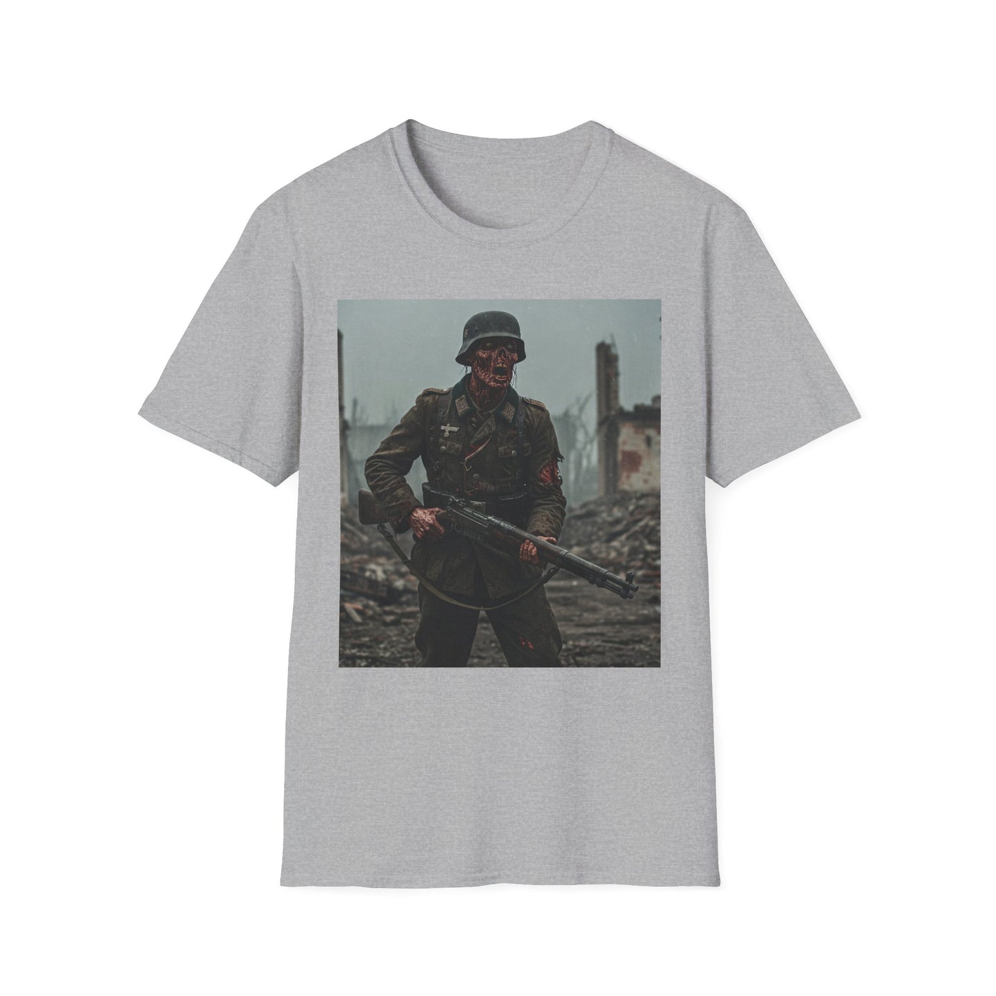 Vintage Soldier Apocalyptic Portrait Tee, bold, decaying zombie graphic