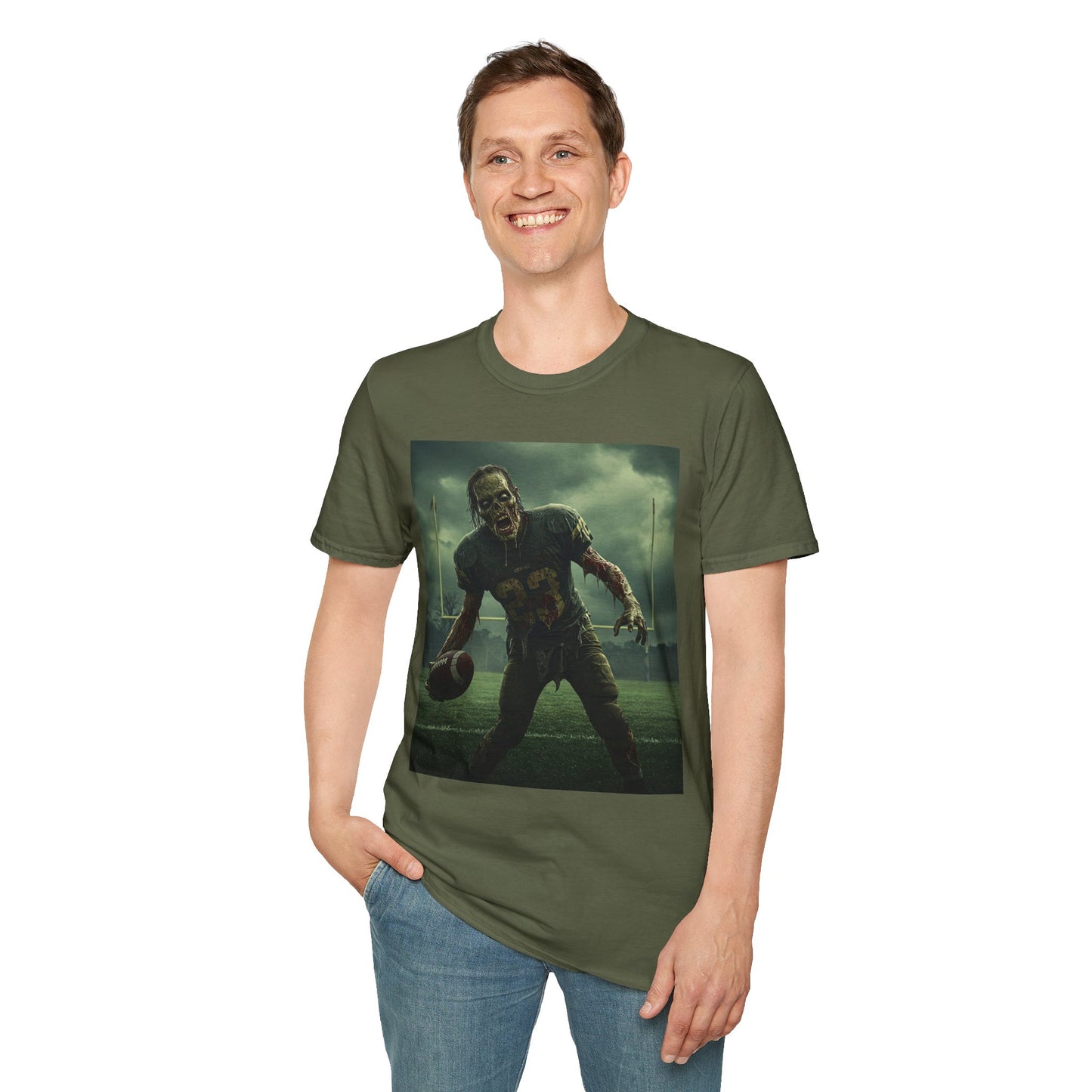 Zombie Football Unisex Softstyle T-Shirt - Perfect for Halloween Fans