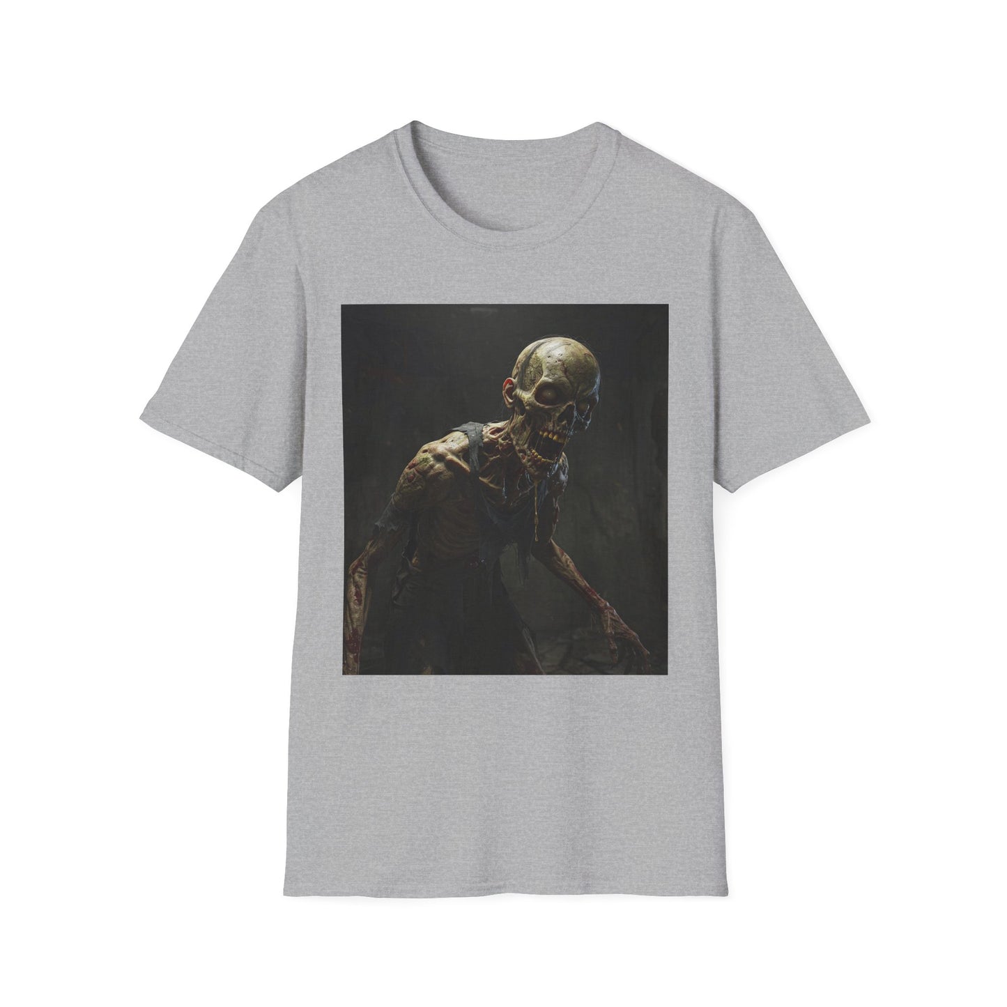 Creepy Zombie Unisex Softstyle T-Shirt - Perfect for Halloween & Horror Fans