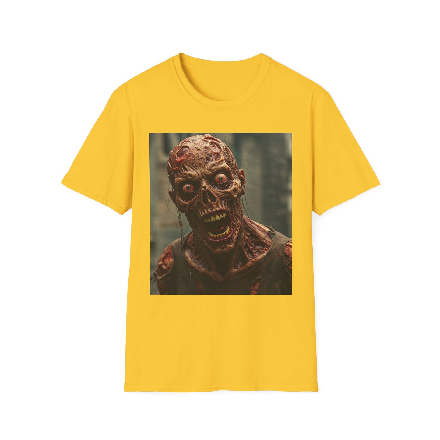 Creepy Zombie Unisex Softstyle T-Shirt for Halloween Horror Fans