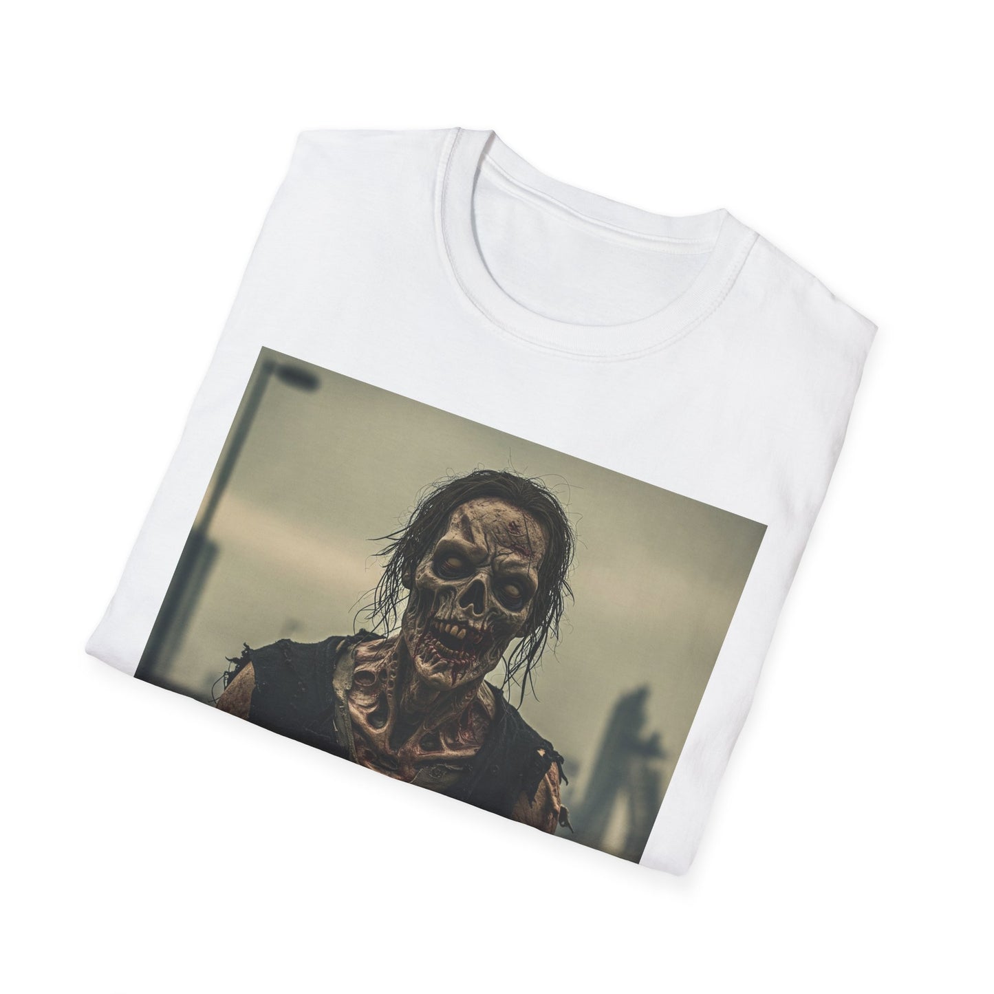 Apocalyptic Portrait Tee, bold, decaying zombie graphic