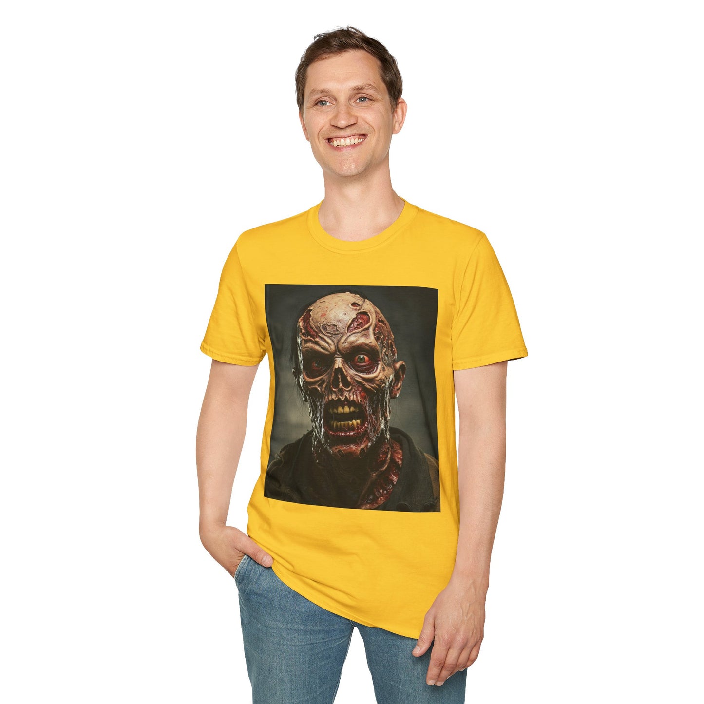 Apocalyptic Portrait Tee, bold, decaying zombie graphic