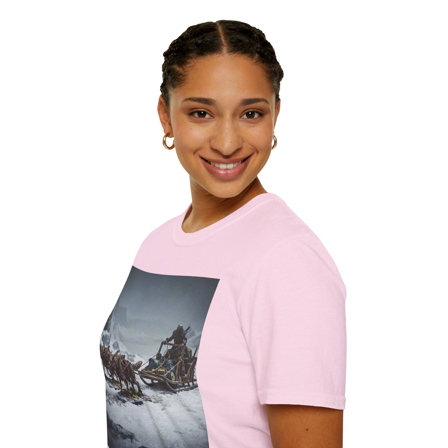 Adventure Awaits Unisex Softstyle T-Shirt - Mountain Trekking Design