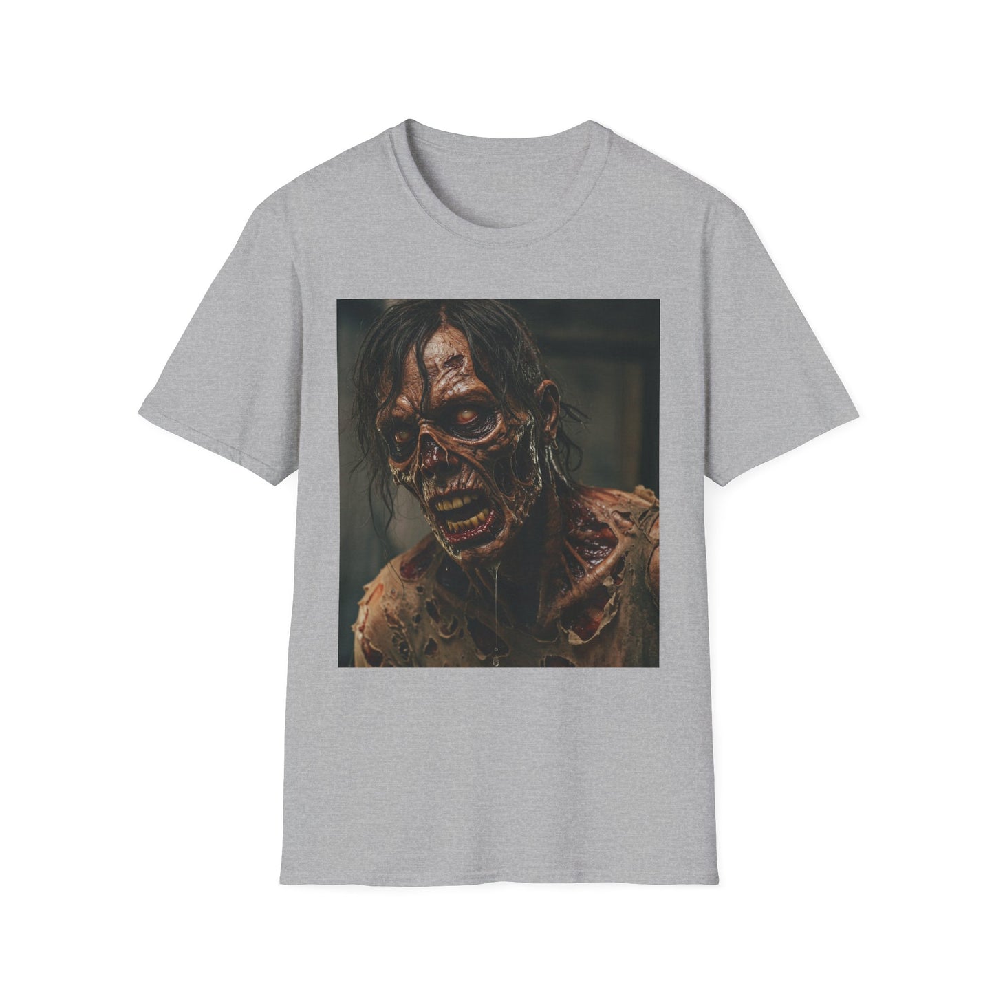 Apocalyptic Portrait Tee, bold, decaying zombie graphic