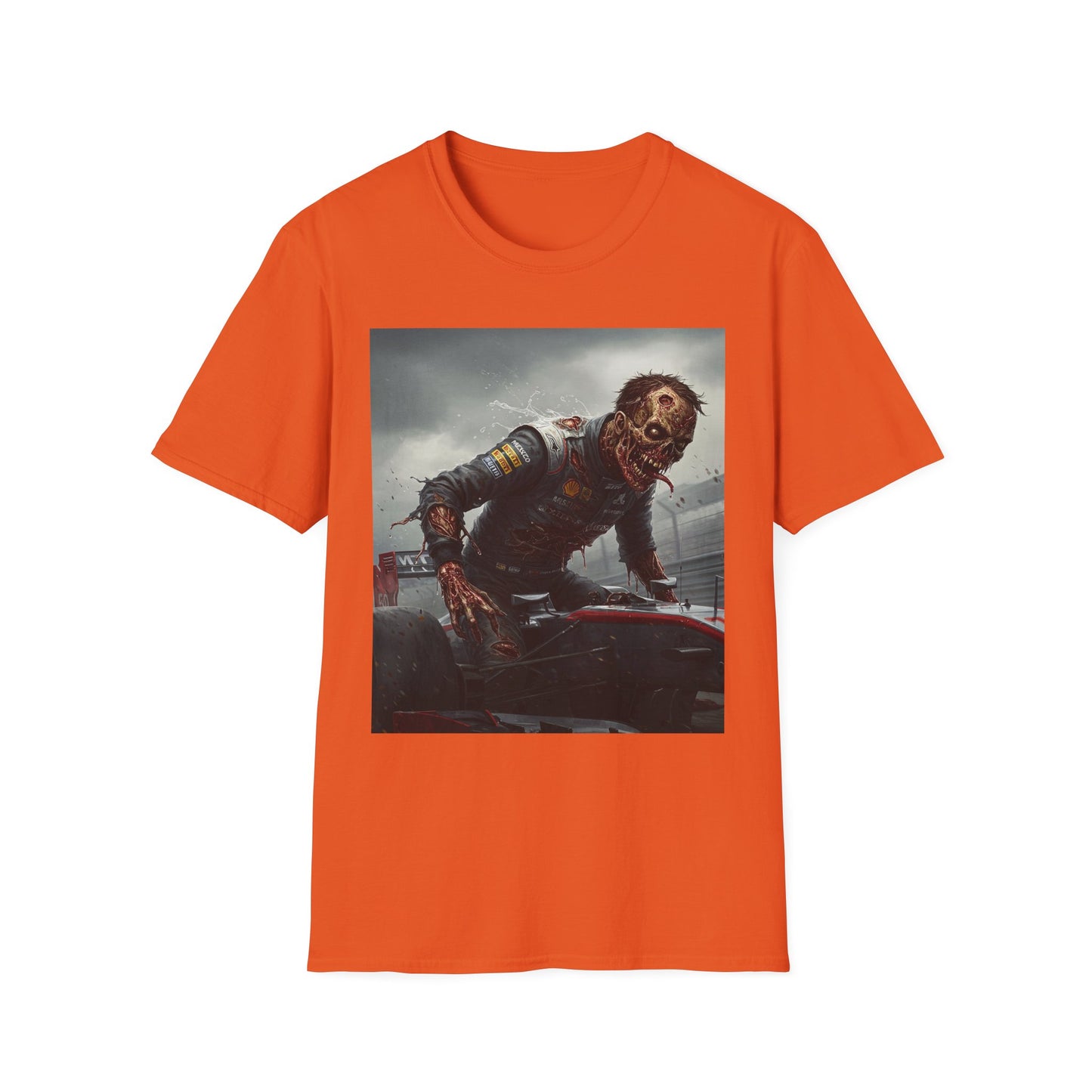 Zombie Racing Unisex Softstyle T-Shirt - Horror Meets Motorsport