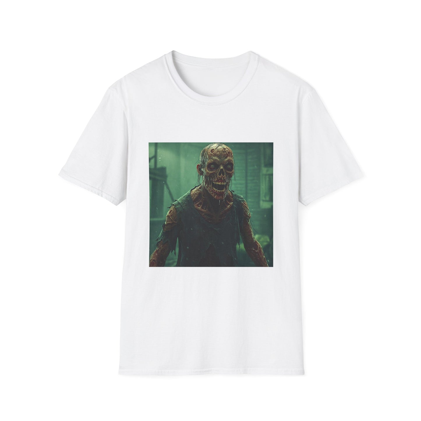 Apocalyptic Portrait Tee, bold, decaying zombie graphic