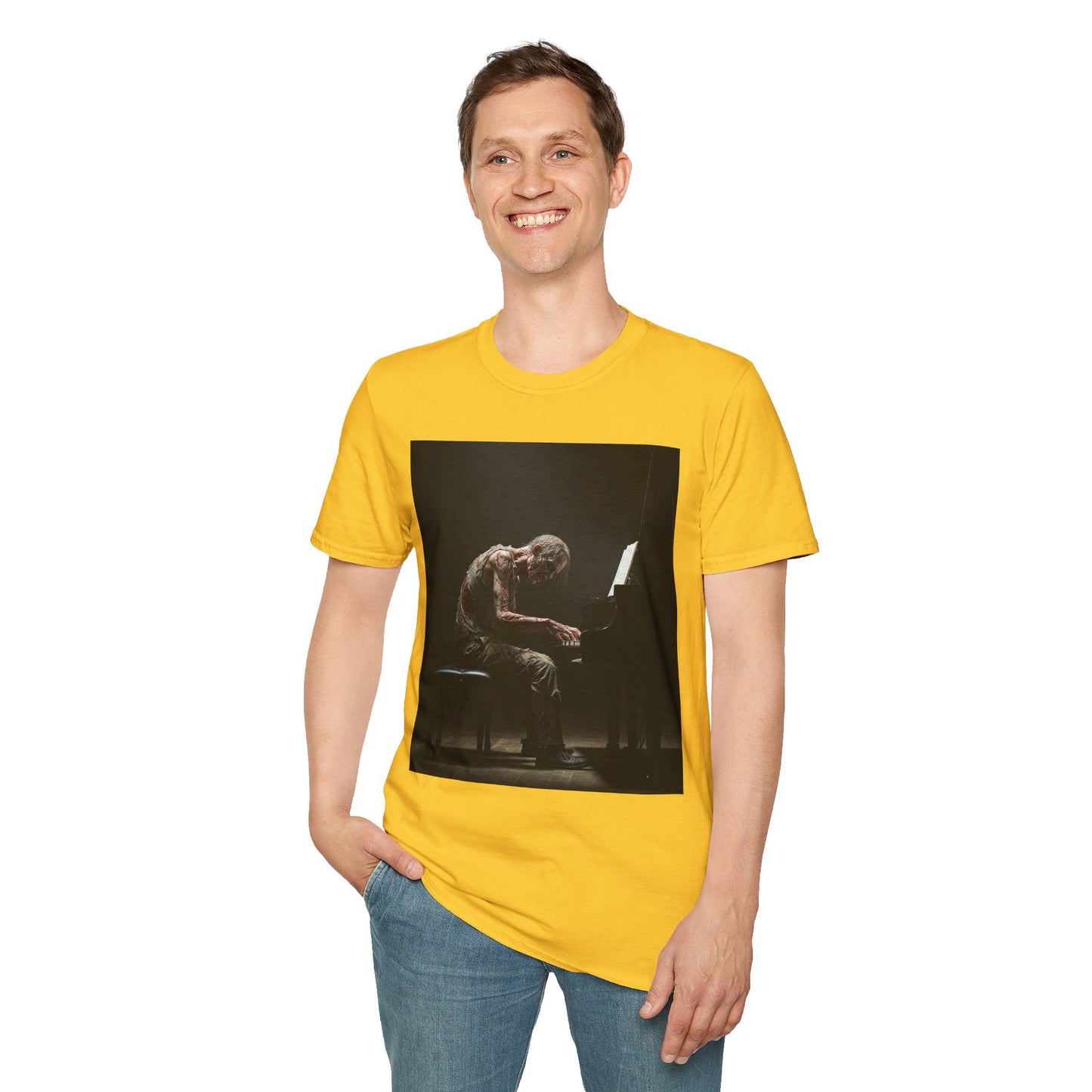 Soulful Pianist Unisex Softstyle T-Shirt - Perfect for Music Lovers