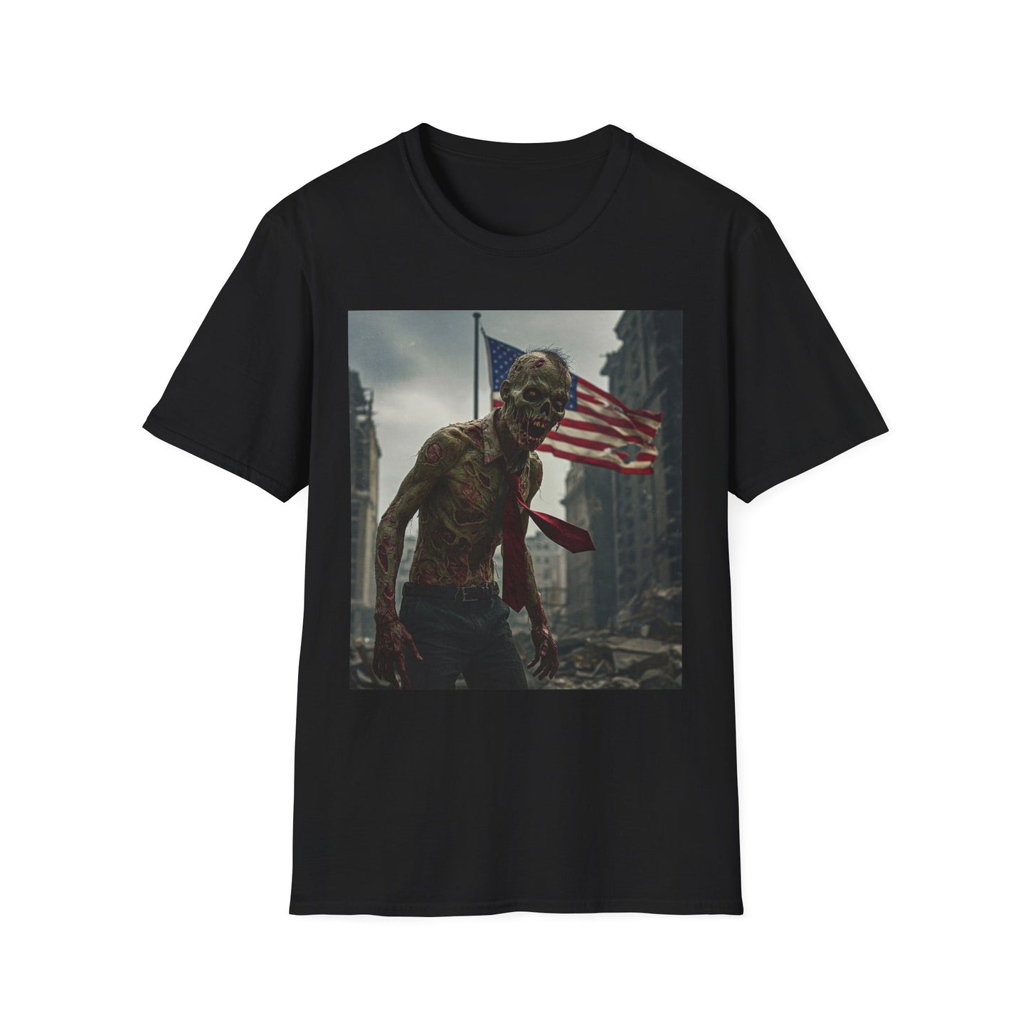 Apocalyptic Portrait Tee, bold, decaying zombie graphic