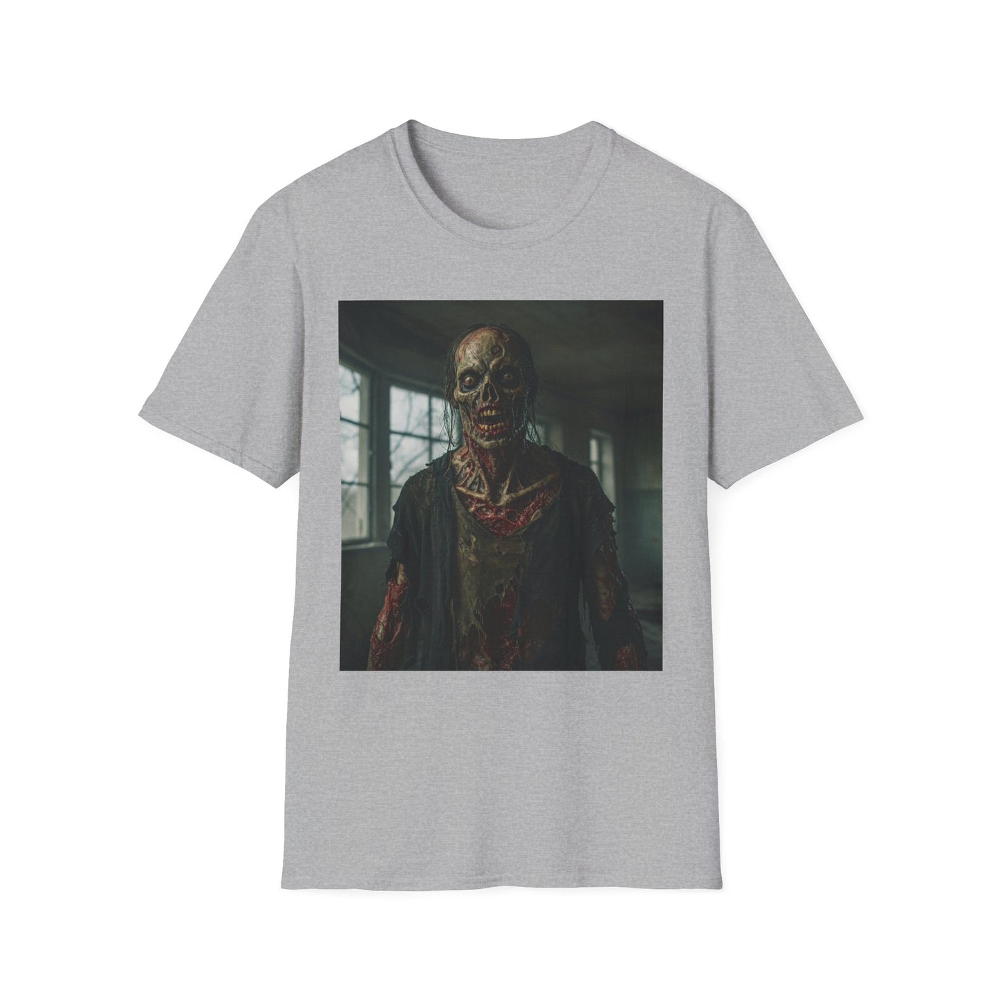 Apocalyptic Portrait Tee, bold, decaying zombie graphic