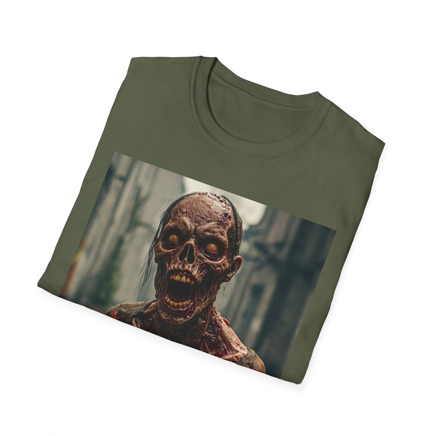 Apocalyptic Portrait Tee, bold, decaying zombie graphic