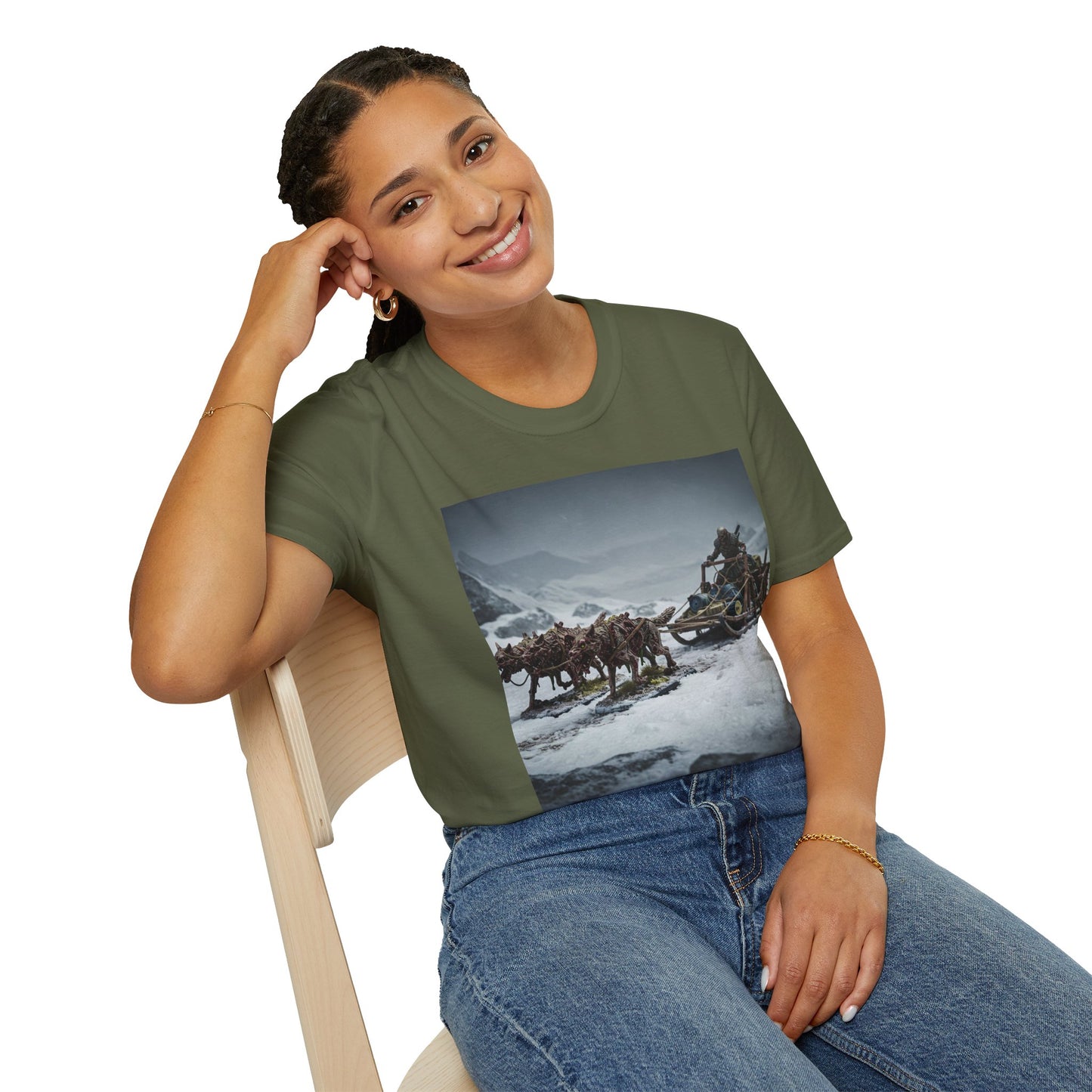 Adventure Awaits Unisex Softstyle T-Shirt - Mountain Trekking Design