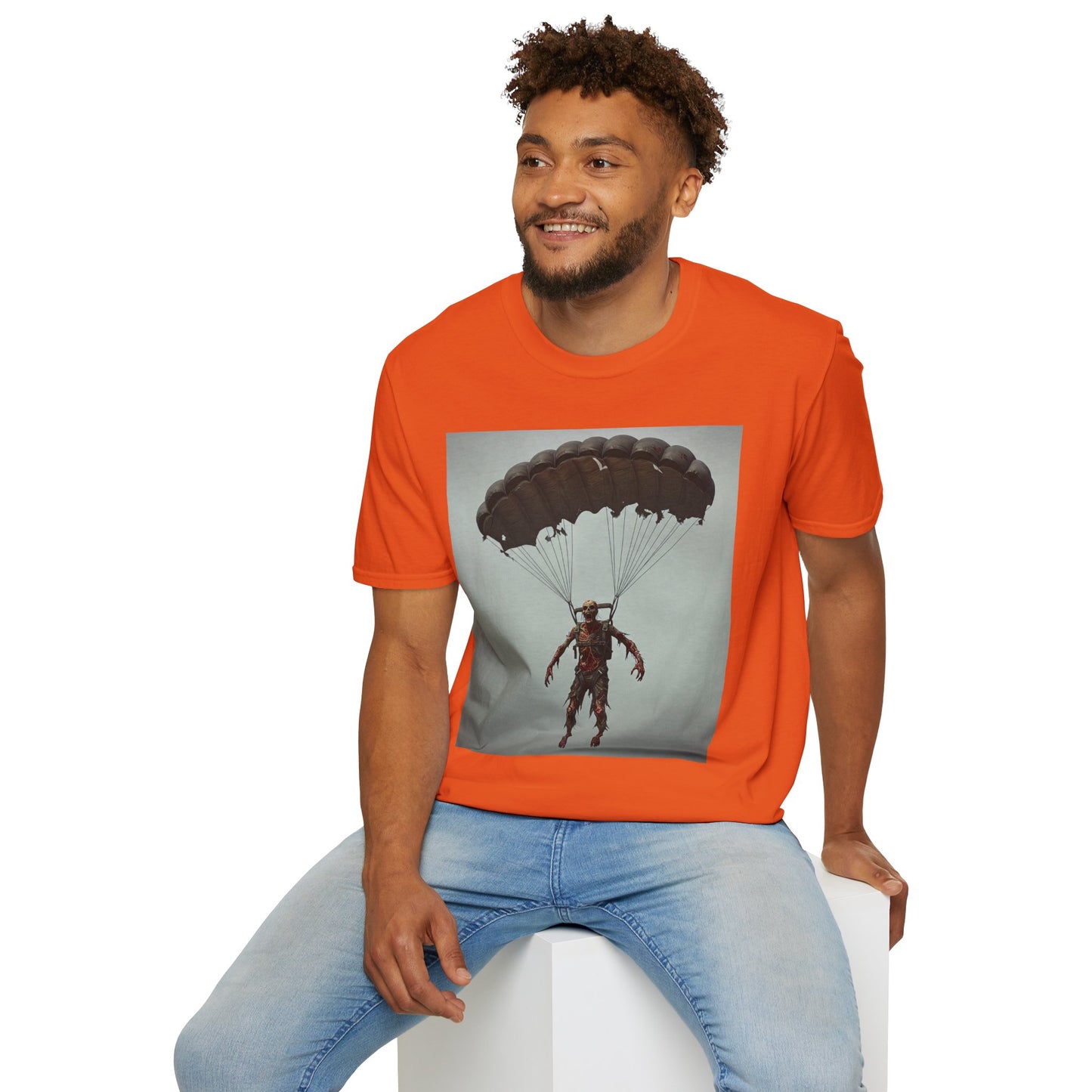 Adventure Awaits Parachuting Hero Unisex Softstyle T-Shirt