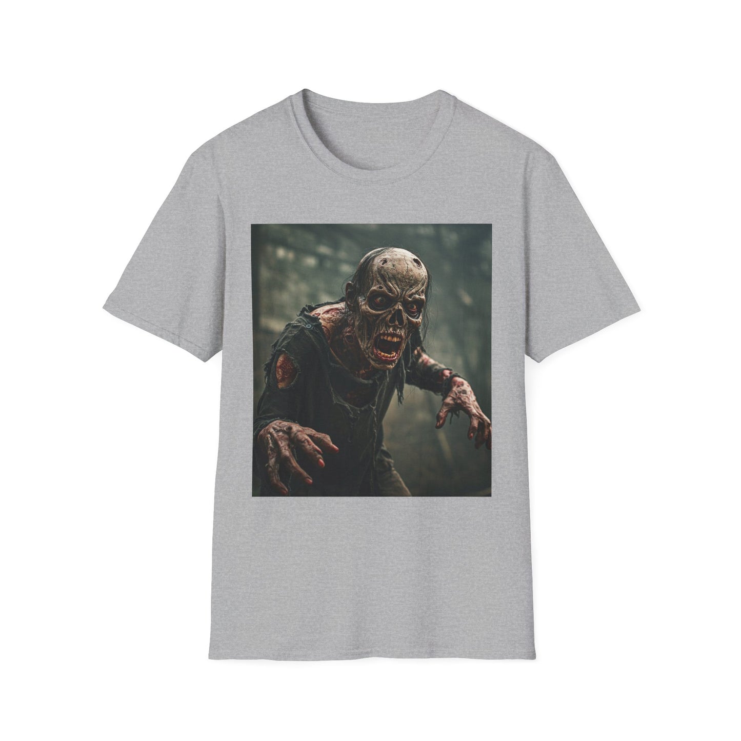 Apocalyptic Portrait Tee, bold, decaying zombie graphic