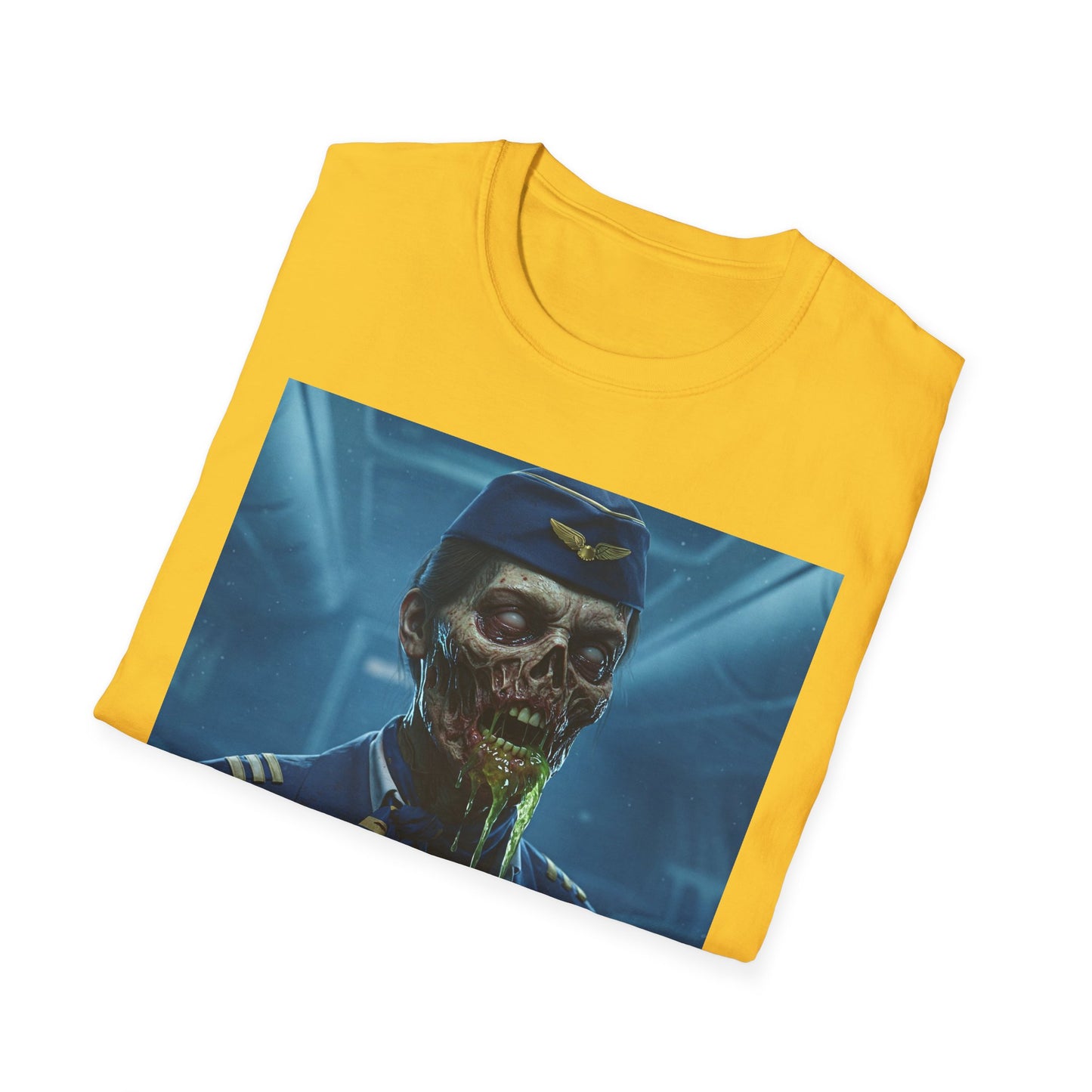 Zombie Pilot Apocalyptic Portrait Tee, bold, decaying zombie graphic