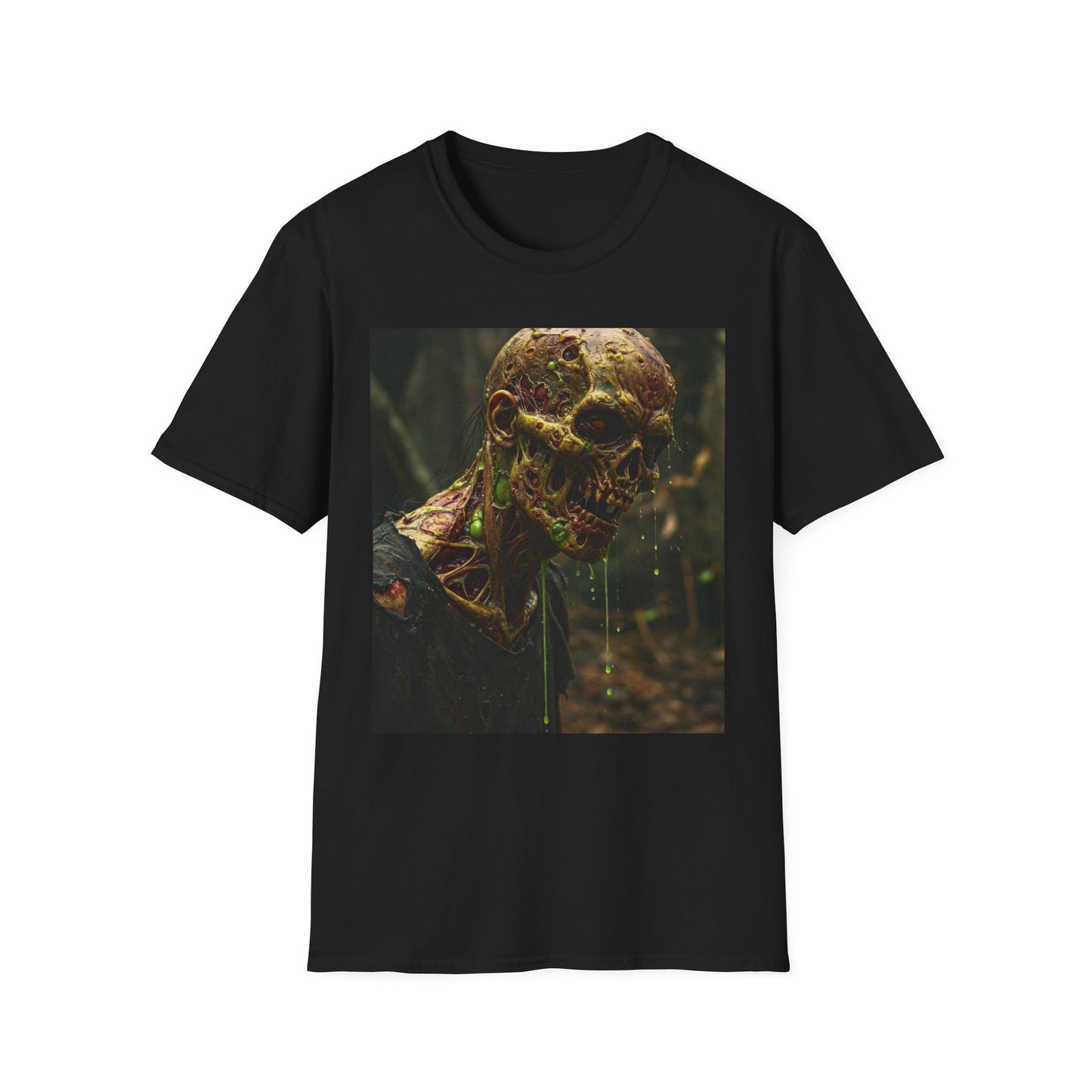 Creepy Zombie Graphic Unisex Softstyle T-Shirt - Perfect for Halloween and Horror Fans