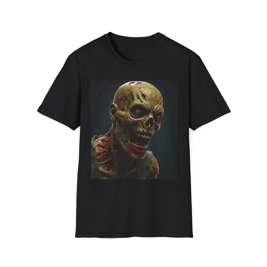 Apocalyptic Portrait Tee, bold, decaying zombie graphic