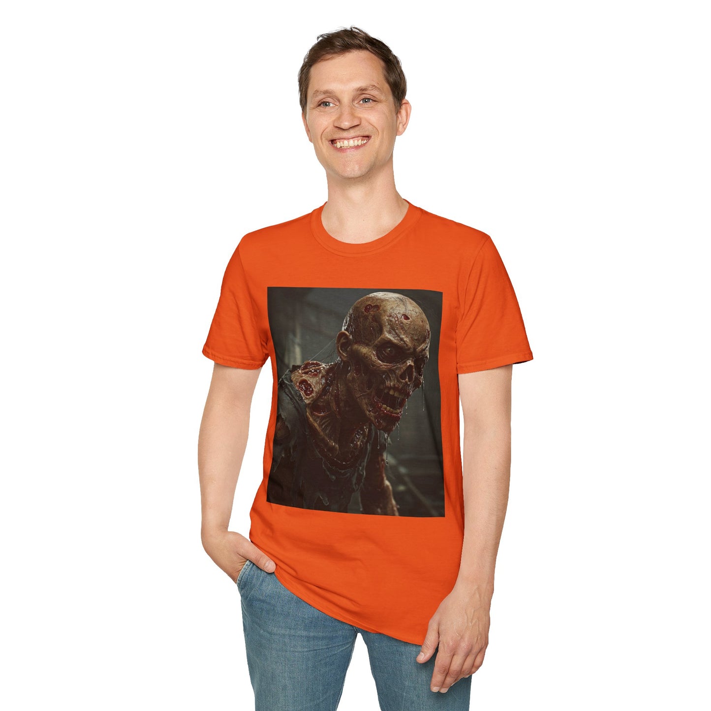 Unisex Softstyle T-Shirt with Zombie Design | Perfect for Halloween and Horror Fans