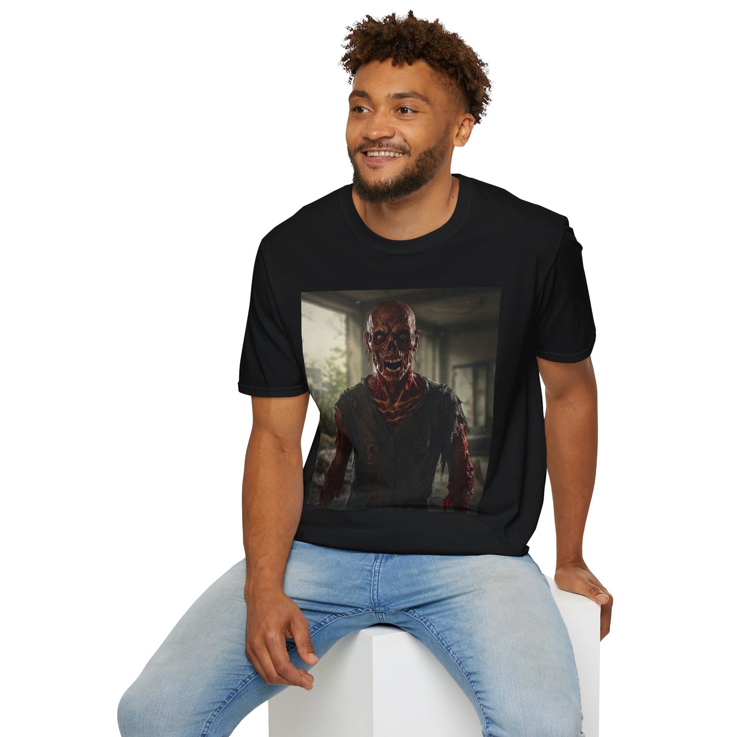 Apocalyptic Portrait Tee, bold, decaying zombie graphic