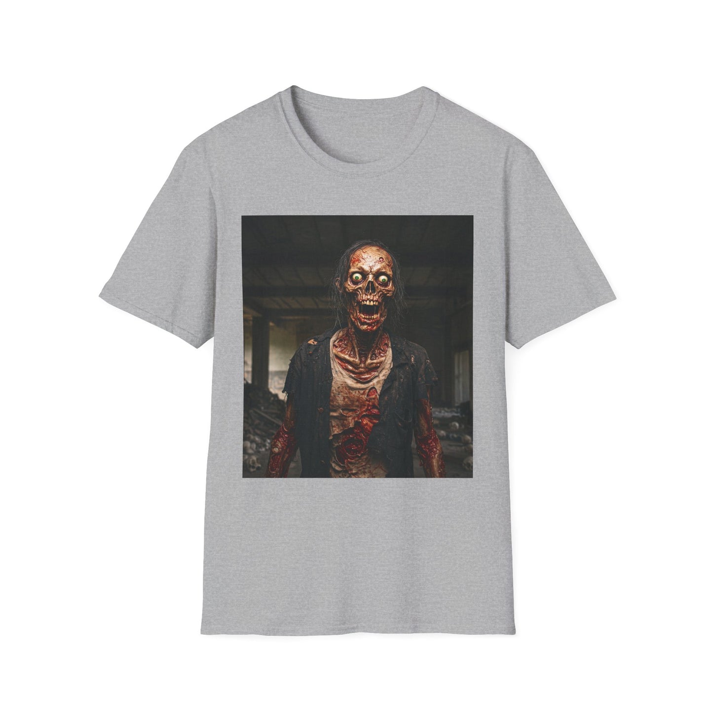 Apocalyptic Portrait Tee, bold, decaying zombie graphic