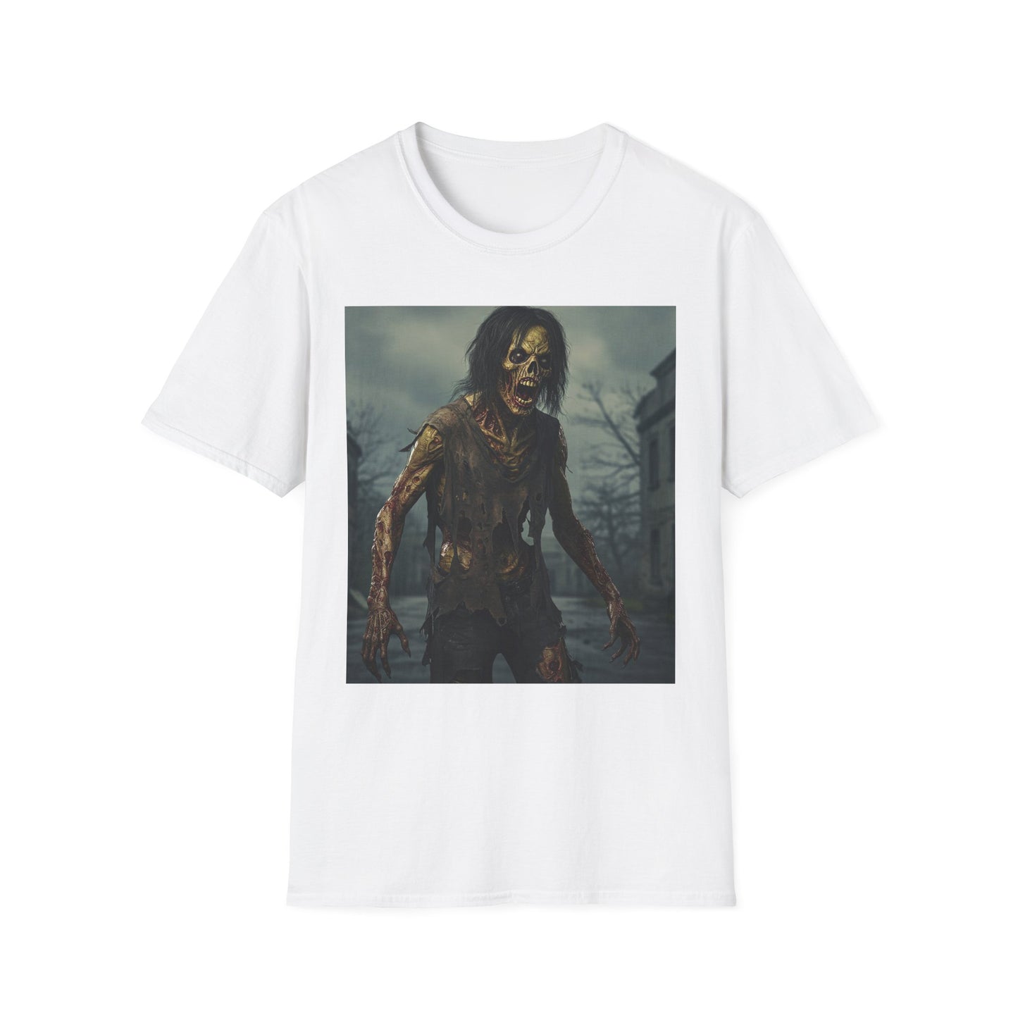 Apocalyptic Portrait Tee, bold, decaying zombie graphic