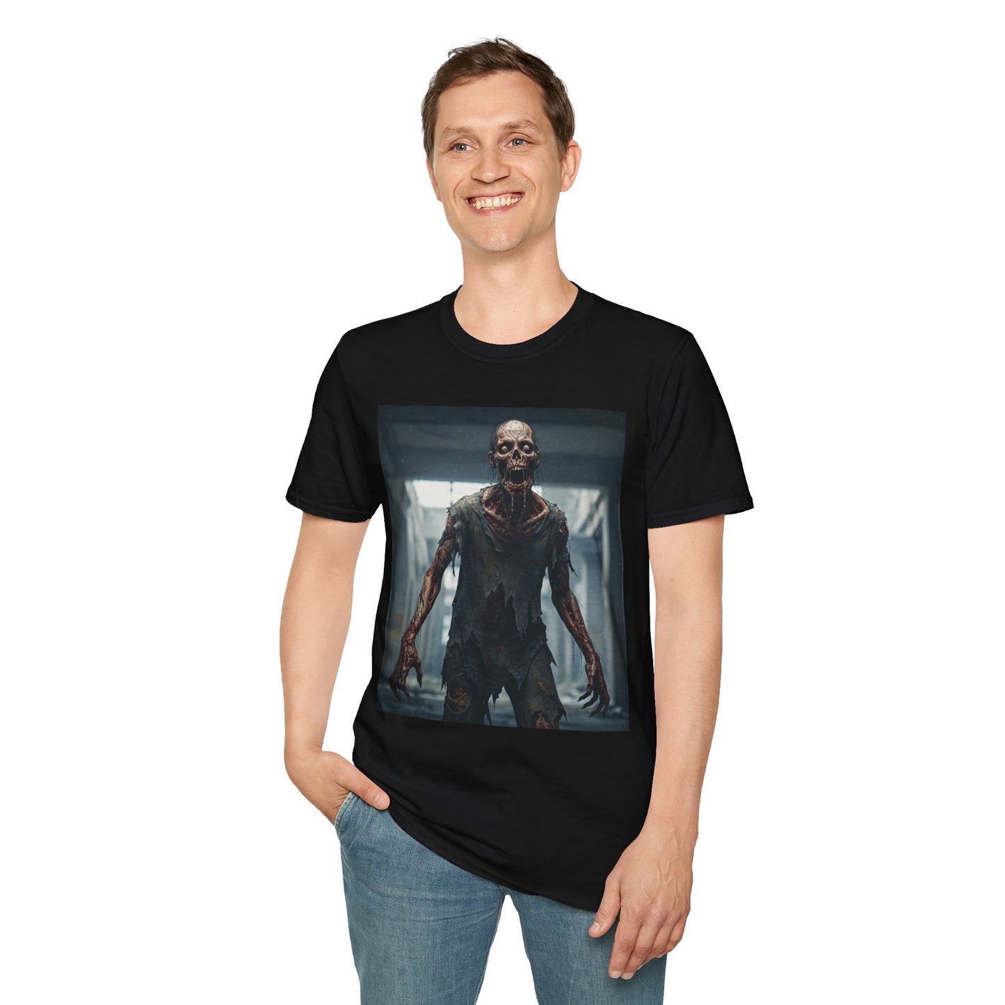 Apocalyptic Portrait Tee, bold, decaying zombie graphic