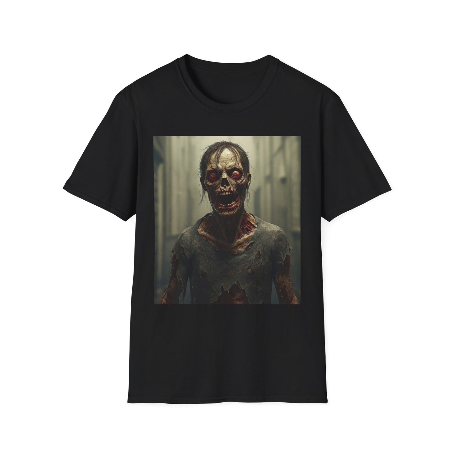 Apocalyptic Portrait Tee, bold, decaying zombie graphic