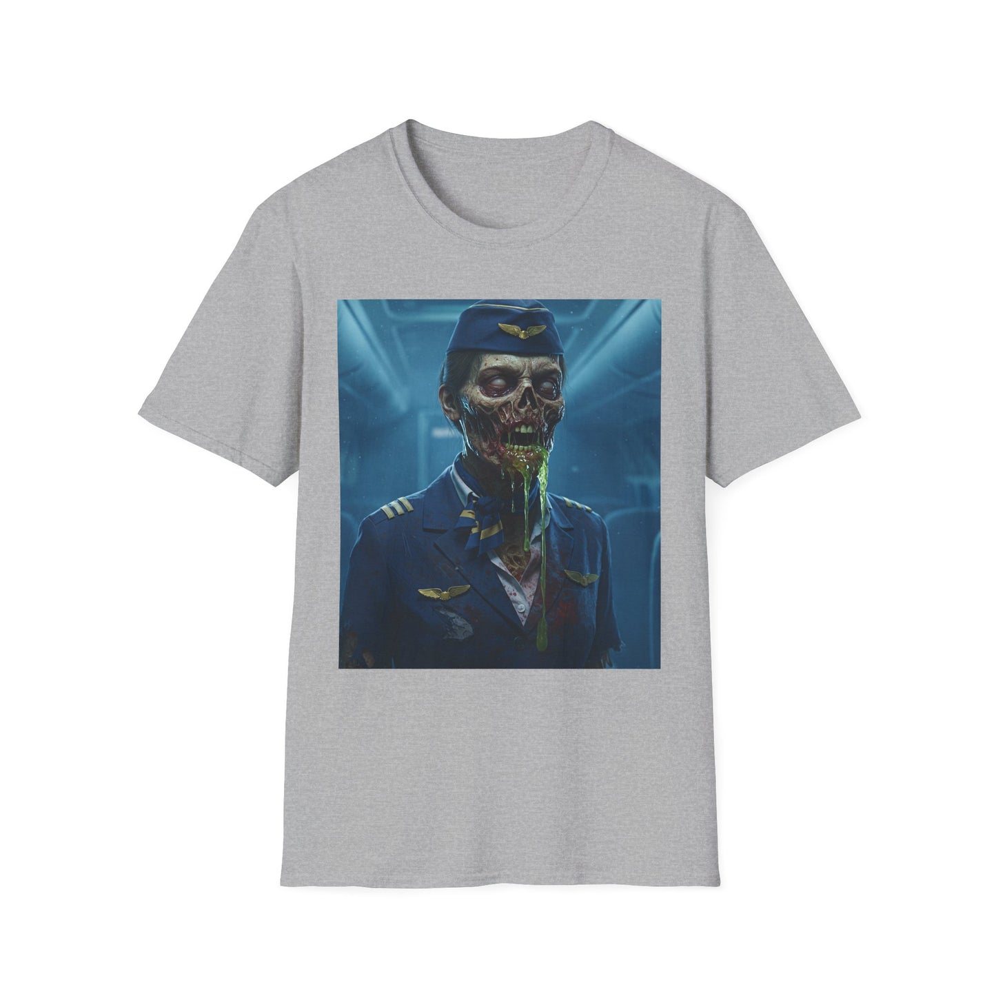 Zombie Pilot Apocalyptic Portrait Tee, bold, decaying zombie graphic