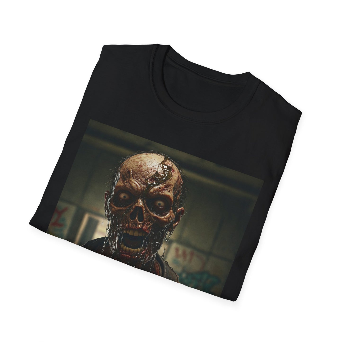 Apocalyptic Portrait Tee, bold, decaying zombie graphic