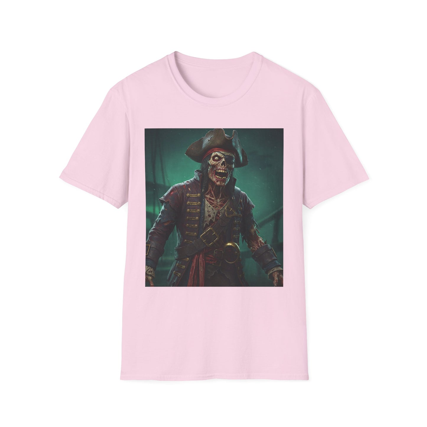 Pirate Skeleton Graphic Unisex Softstyle T-Shirt - Perfect for Halloween and Themed Parties