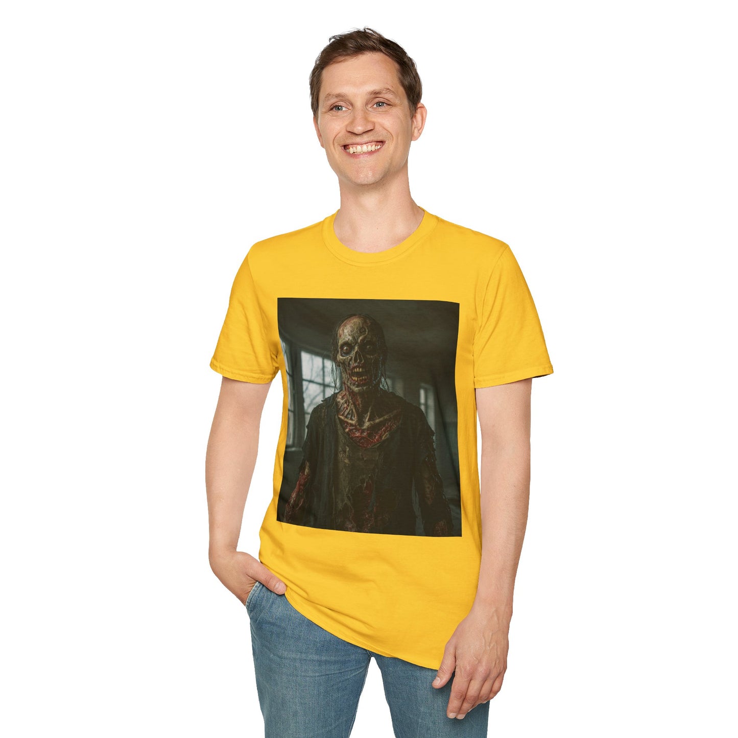 Apocalyptic Portrait Tee, bold, decaying zombie graphic