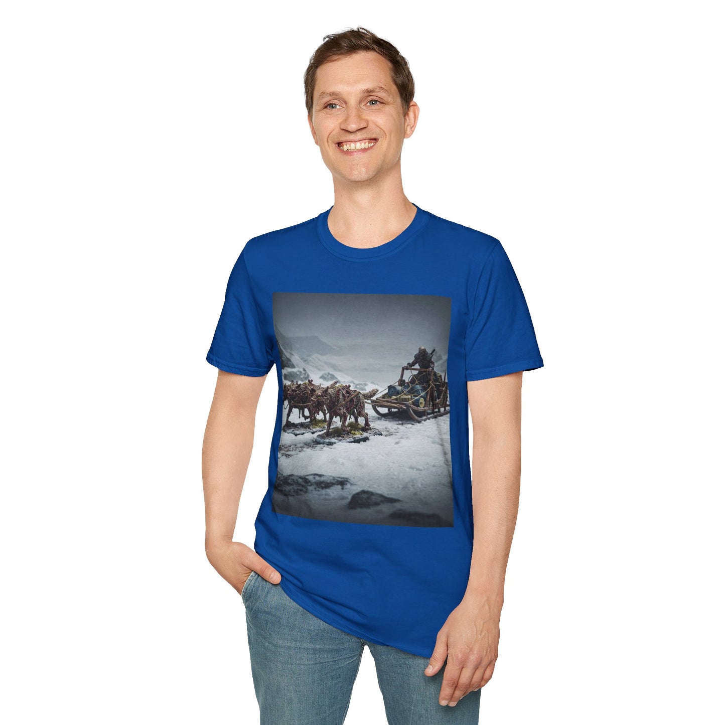 Adventure Awaits Unisex Softstyle T-Shirt - Mountain Trekking Design